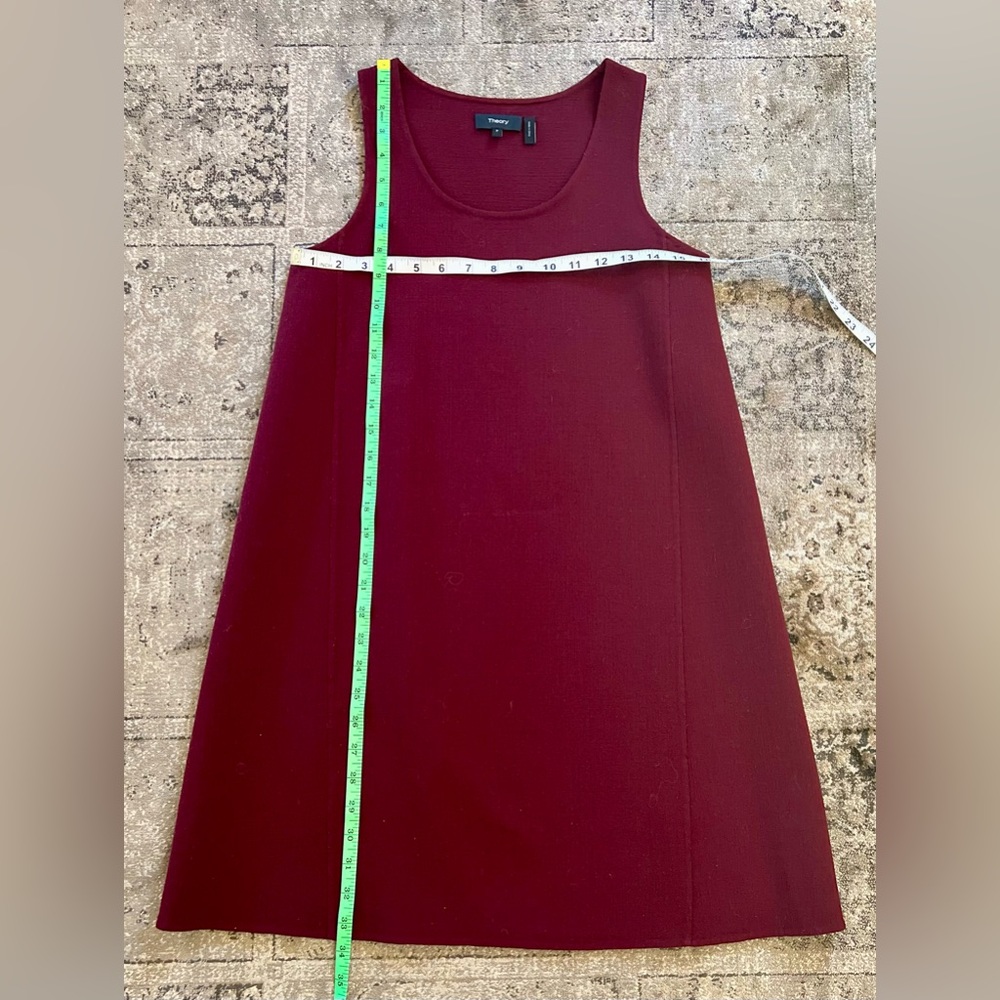NWOT THEORY Kestel Saxton Sumac Virgin Wool Shift Dress Maroon Size Petite - Picture 9 of 10